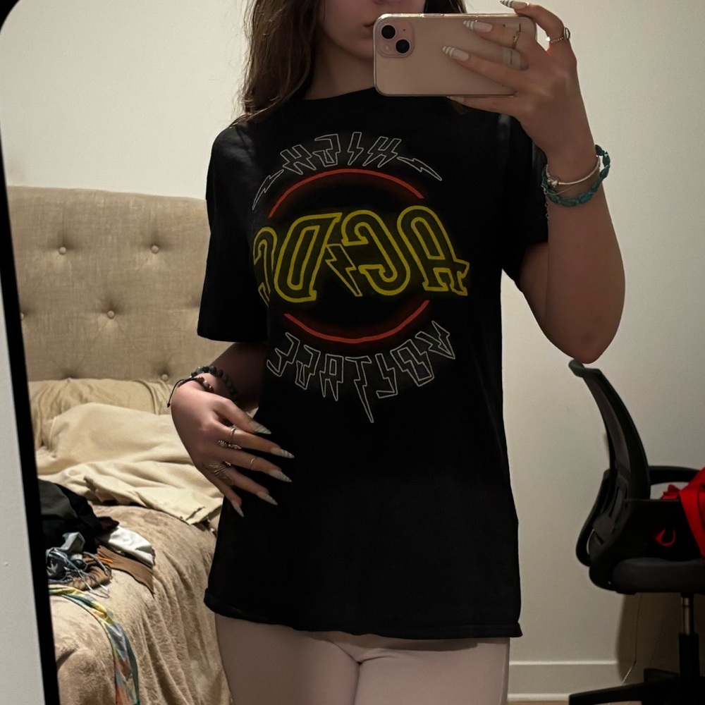 AC/DC Black Graphic Logo Short Sleeve Tee - Women's